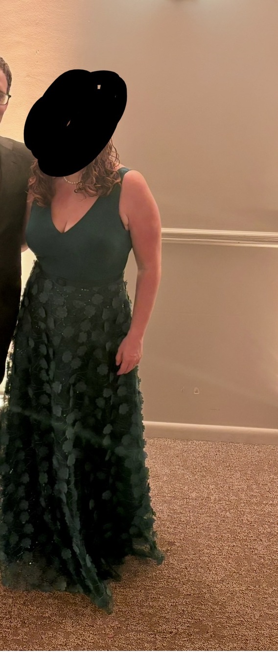 High end peacock blue evening gown, size 12
